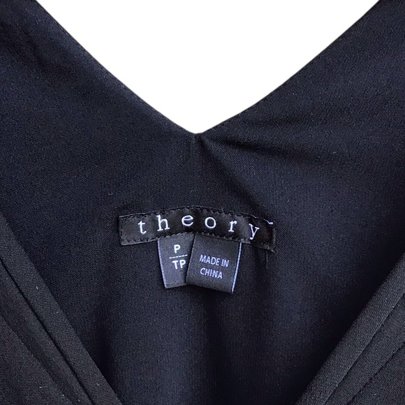 Theory Black Silk Sleeveless V-Neck Pleat Top - Picture 5 of 7